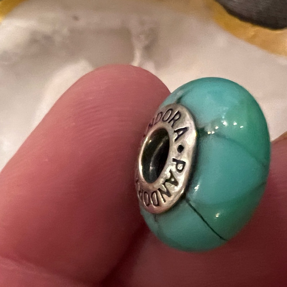 PANDORA Turquoise Murano Looking Glass SS 925 Charm